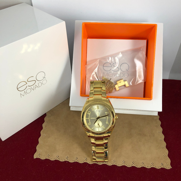 ESQ by Movado Chronograph Calendar Date Stainless Steel  Movado ESQ Swiss18K GP Stainless Steel Man’s Watch